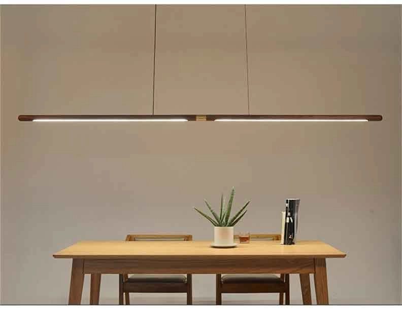 Wood linear pendant deals light