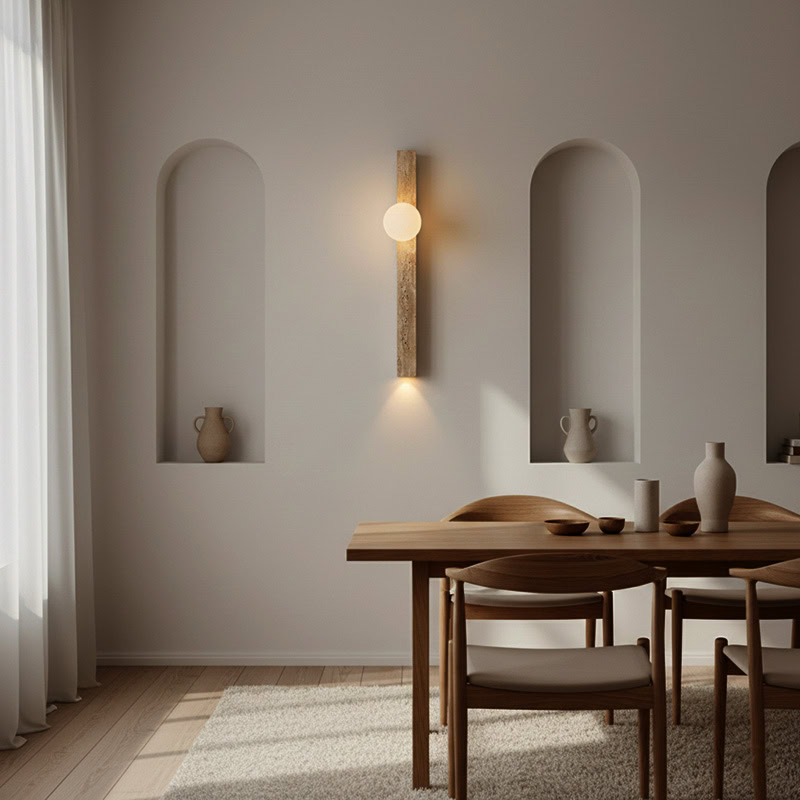 CREVION LG180 Wabi Sabi Stone LED Wall Sconce – Japanese Inspired, Two-Way Ambient Glow