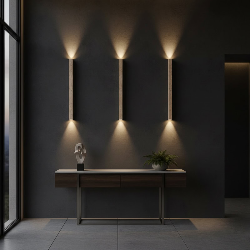 CREVION LG180 Wabi Sabi Stone LED Wall Sconce – Japanese Inspired, Two-Way Ambient Glow