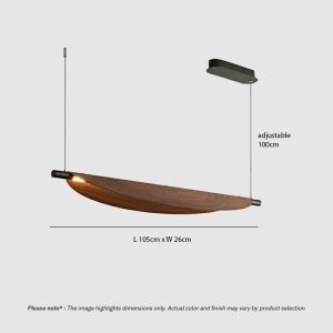 BRAWO LG231 Wabi Sabi Linear Kitchen Chandelier – minimalist wooden texture LED linear pendant light for dining, kitchen, and Japandi interiors
