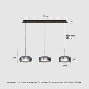 CHANDEL LG192 Glass Linear Pendant Light – modern glass linear kitchen chandelier for dining, kitchen, and interior lighting.