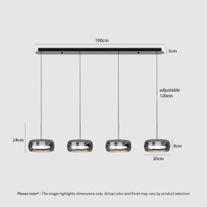 CHANDEL LG192 Glass Linear Pendant Light – modern glass linear kitchen chandelier for dining, kitchen, and interior lighting.
