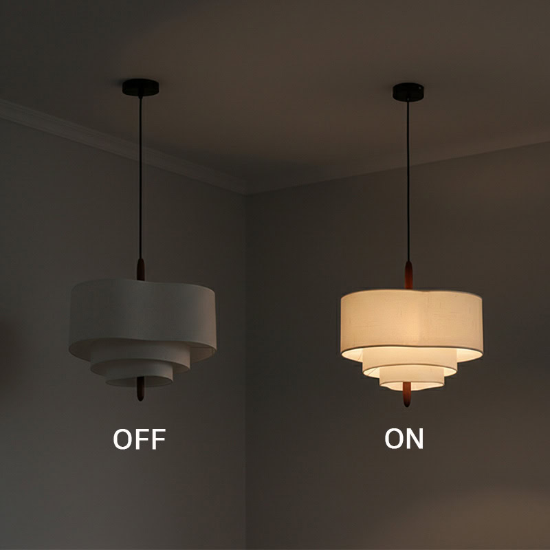 CHANDEL LG229 Nordic Wabi-Sabi Fabric Pendant Light, handmade linen pendant lighting for minimalist Japandi interiors with soft diffused glow.