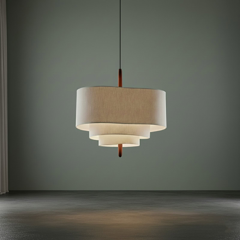 CHANDEL LG229 Nordic Wabi-Sabi Fabric Pendant Light, handmade linen pendant lighting for minimalist Japandi interiors with soft diffused glow.