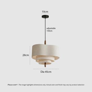 CHANDEL LG229 Nordic Wabi-Sabi Fabric Pendant Light, handmade linen pendant lighting for minimalist Japandi interiors with soft diffused glow.