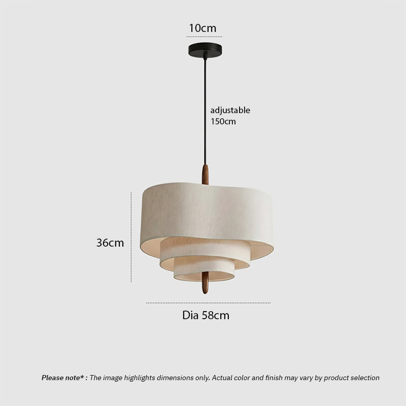 CHANDEL LG229 Nordic Wabi-Sabi Fabric Pendant Light, handmade linen pendant lighting for minimalist Japandi interiors with soft diffused glow.