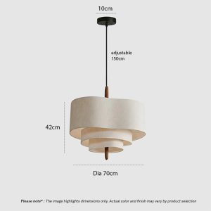 CHANDEL LG229 Nordic Wabi-Sabi Fabric Pendant Light, handmade linen pendant lighting for minimalist Japandi interiors with soft diffused glow.