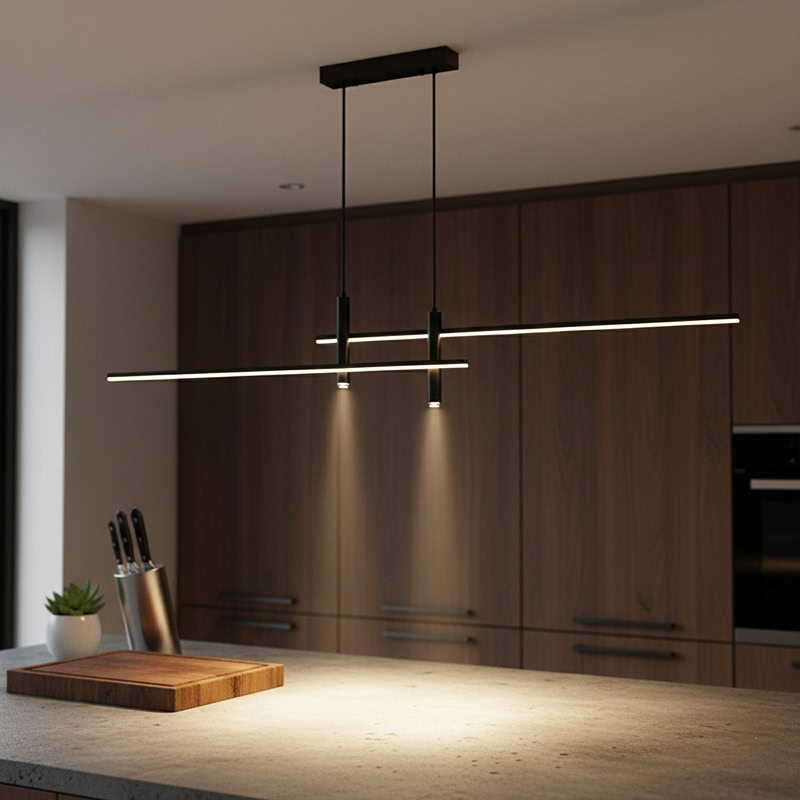 LINFEA LG227 modern linear pendant light for kitchen, dining, and workspace interiors