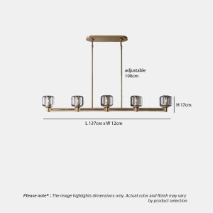 WOLFOS LG205 Crystal Linear Kitchen Chandelier, luxury crystal linear hanging light in bronze and black finish for modern interiors