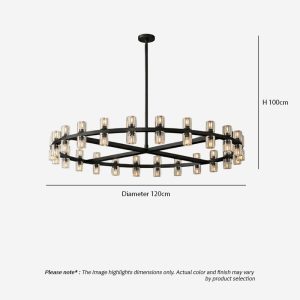 WOLFOS LG218 Decorative Light Fixture — Round Crystal LED Chandelier in Black or Gold, available in Small, Medium, and Large sizes