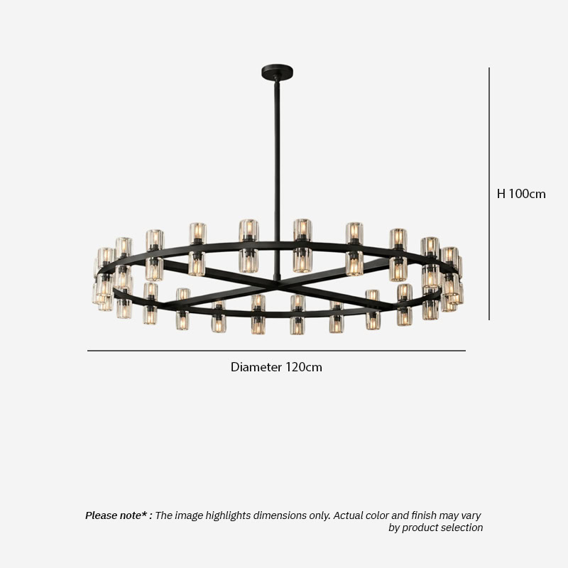 WOLFOS LG218 Decorative Light Fixture — Round Crystal LED Chandelier in Black or Gold, available in Small, Medium, and Large sizes