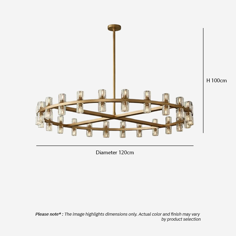 WOLFOS LG218 Decorative Light Fixture — Round Crystal LED Chandelier in Black or Gold, available in Small, Medium, and Large sizes