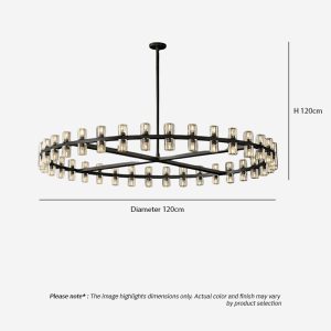 WOLFOS LG218 Decorative Light Fixture — Round Crystal LED Chandelier in Black or Gold, available in Small, Medium, and Large sizes