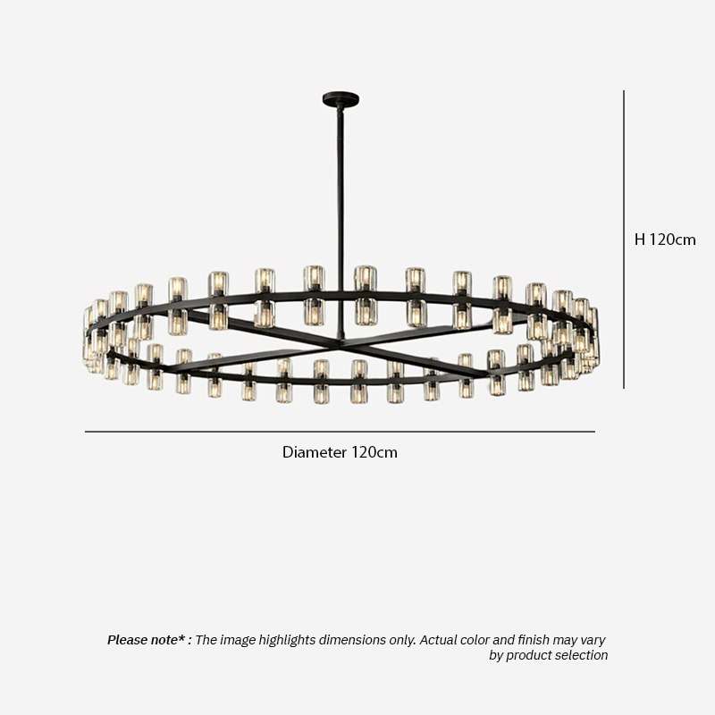 WOLFOS LG218 Decorative Light Fixture — Round Crystal LED Chandelier in Black or Gold, available in Small, Medium, and Large sizes