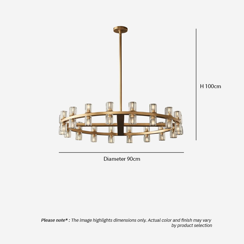 WOLFOS LG218 Decorative Light Fixture — Round Crystal LED Chandelier in Black or Gold, available in Small, Medium, and Large sizes