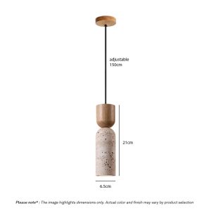 CREVION LG250 Wabi Sabi stone and wood minimalist Japandi pendant light