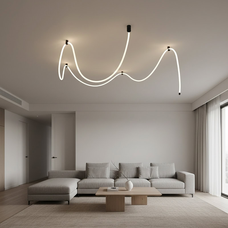 CUERLUZ LG256 braided flexible LED rope pendant light with sculptural wave form and soft 360-degree illumination in 3000K, 4000K, and 6500K.