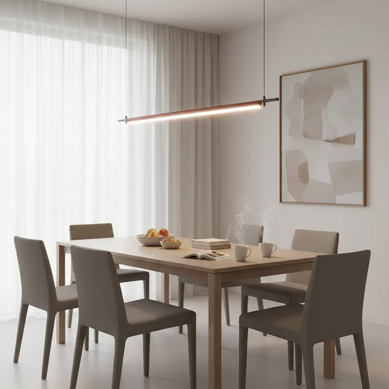 LINFEA LG257 sleek long linear pendant light with minimalist black finish, modern architectural LED suspension for contemporary interiors