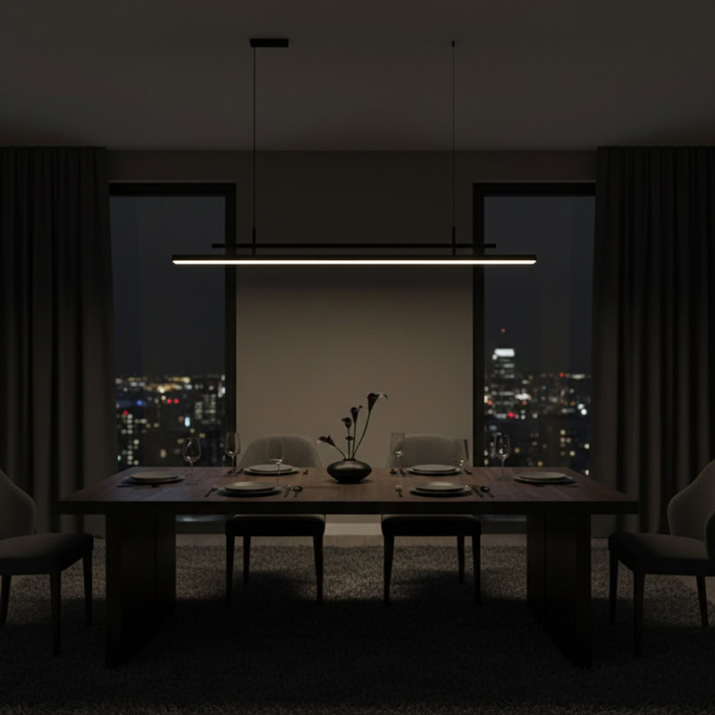 LINFEA LG271 Modern Linear LED Bar Pendant sleek minimalist linear light dimmable LED for kitchen, office, and modern interiors