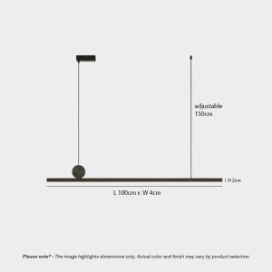 LINFEA LG284 floating linear LED bar pendant light, sleek minimalist LED fixture for kitchen islands, workspaces, and modern interiors.