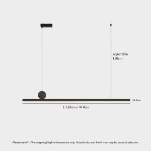 LINFEA LG284 floating linear LED bar pendant light, sleek minimalist LED fixture for kitchen islands, workspaces, and modern interiors.