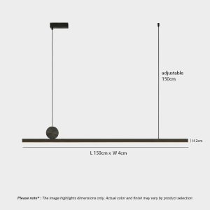 LINFEA LG284 floating linear LED bar pendant light, sleek minimalist LED fixture for kitchen islands, workspaces, and modern interiors.