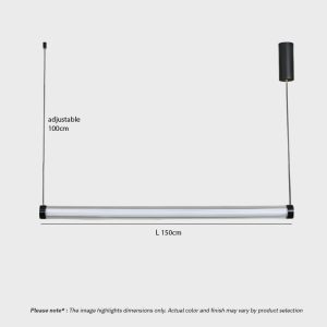 VIDRO LG282 Scandinavian linear tube pendant with glass stone body and 360-degree LED illumination.