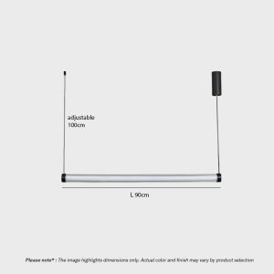 VIDRO LG282 Scandinavian linear tube pendant with glass stone body and 360-degree LED illumination.