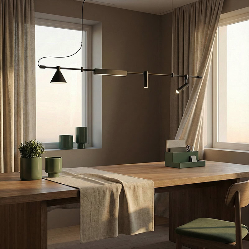 ELAIOS LG275 designer hanging black pendant light with minimalist Nordic design and integrated LED lighting
