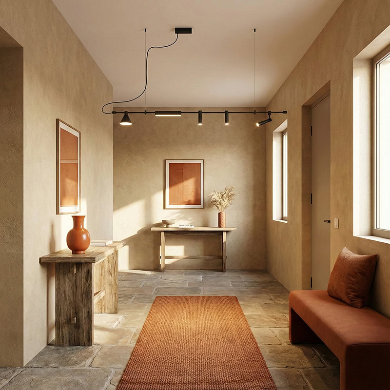 ELAIOS LG275 designer hanging black pendant light with minimalist Nordic design and integrated LED lighting