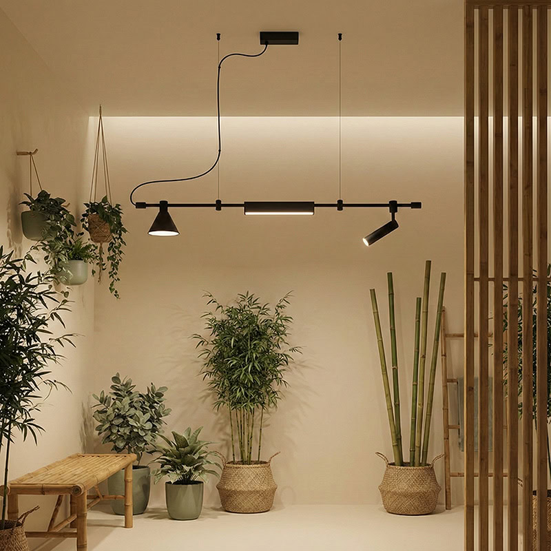 ELAIOS LG275 designer hanging black pendant light with minimalist Nordic design and integrated LED lighting