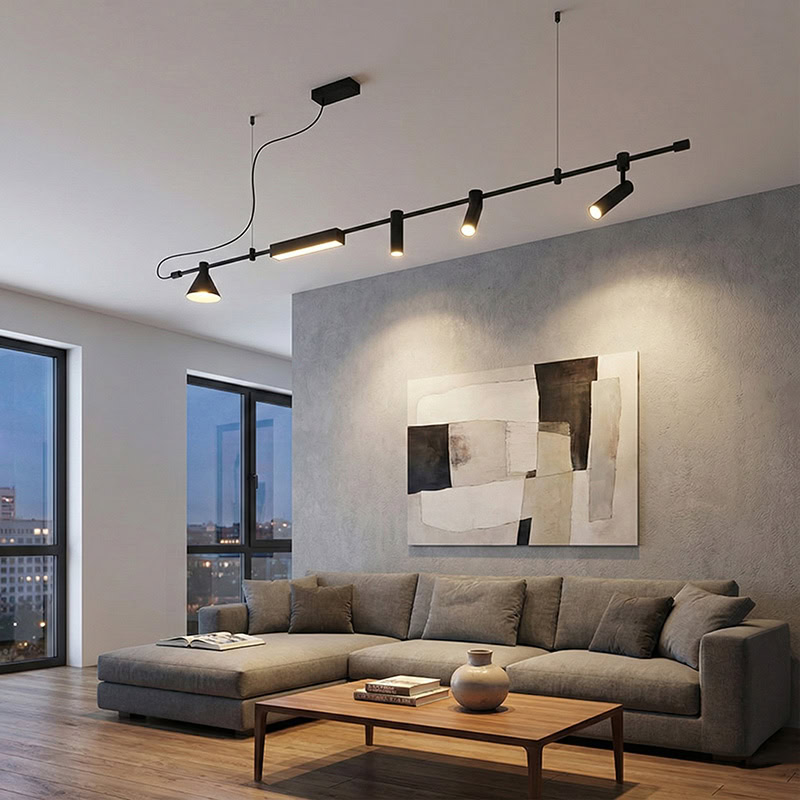 ELAIOS LG275 designer hanging black pendant light with minimalist Nordic design and integrated LED lighting