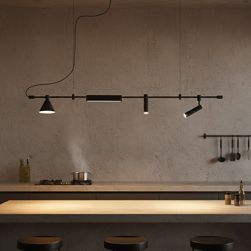 ELAIOS LG275 designer hanging black pendant light with minimalist Nordic design and integrated LED lighting