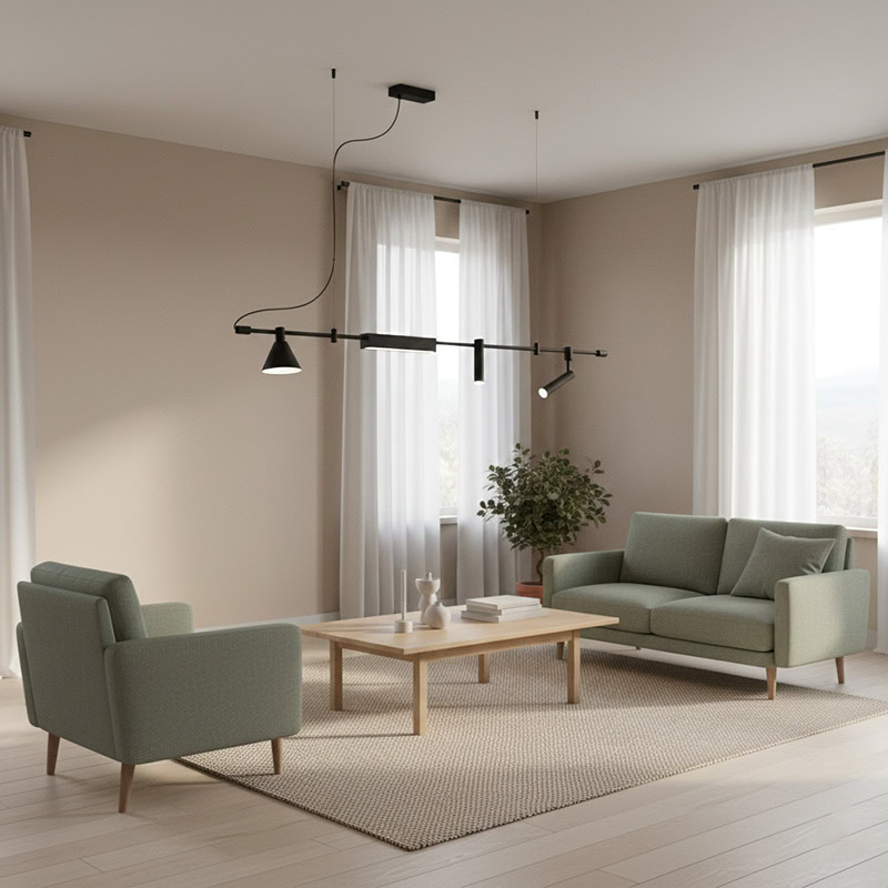 ELAIOS LG275 designer hanging black pendant light with minimalist Nordic design and integrated LED lighting