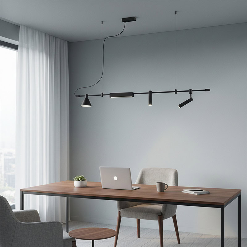 ELAIOS LG275 designer hanging black pendant light with minimalist Nordic design and integrated LED lighting