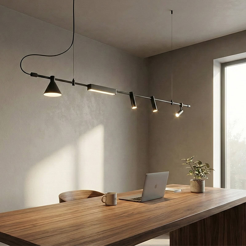 ELAIOS LG275 designer hanging black pendant light with minimalist Nordic design and integrated LED lighting