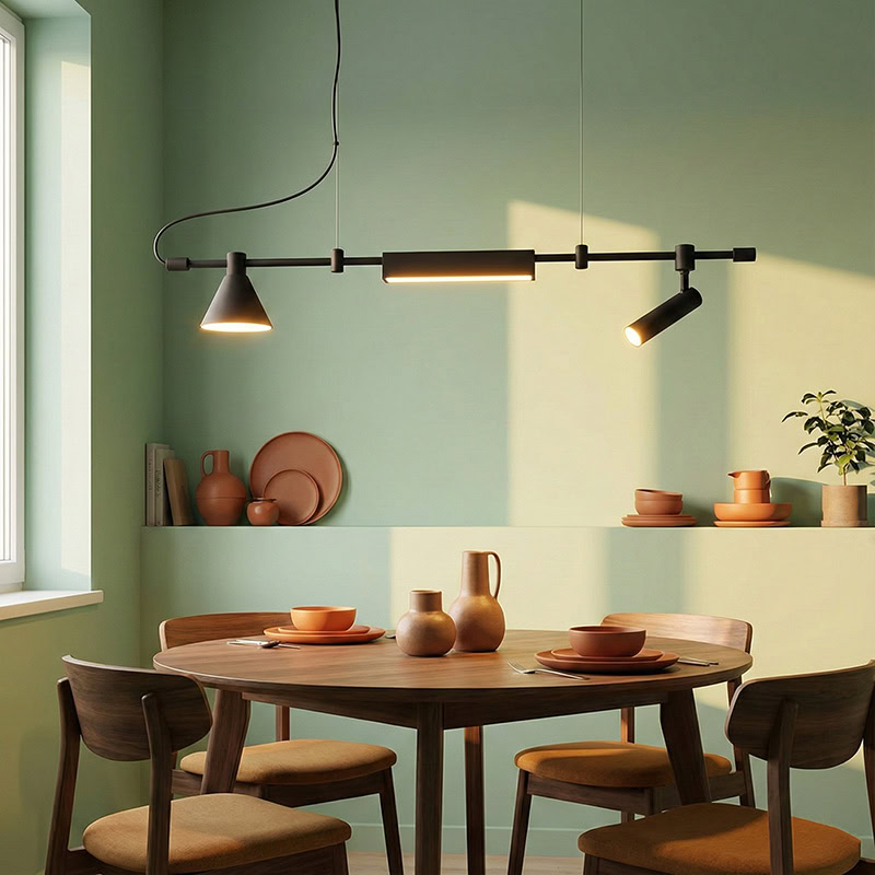 ELAIOS LG275 designer hanging black pendant light with minimalist Nordic design and integrated LED lighting