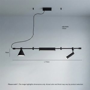 ELAIOS LG275 designer hanging black pendant light with minimalist Nordic design and integrated LED lighting