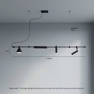 ELAIOS LG275 designer hanging black pendant light with minimalist Nordic design and integrated LED lighting