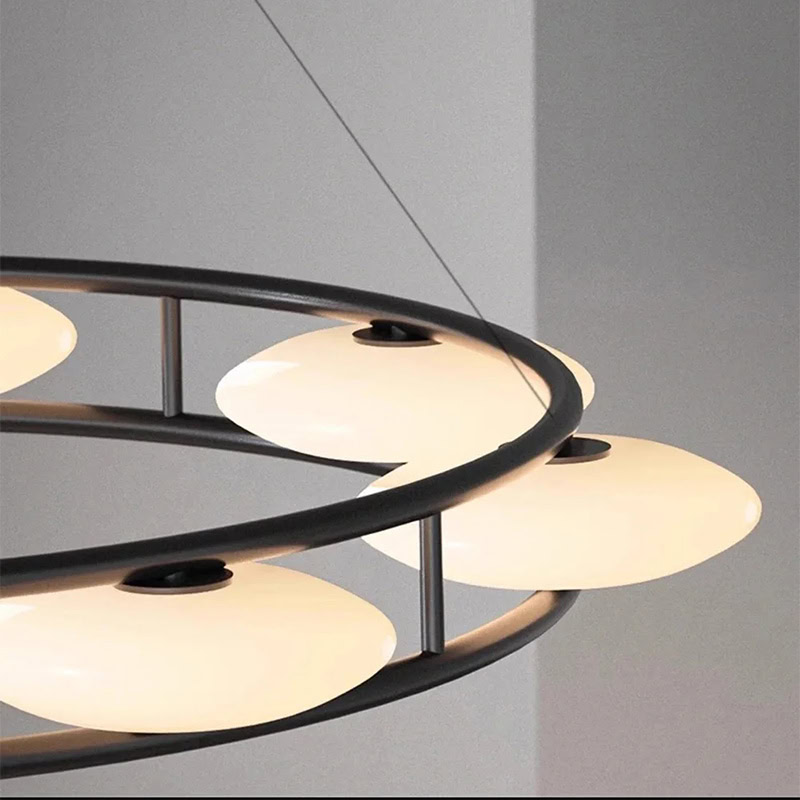 Eye inspired LED ring chandelier FOSCHO LG295 with minimalist circular pendant design