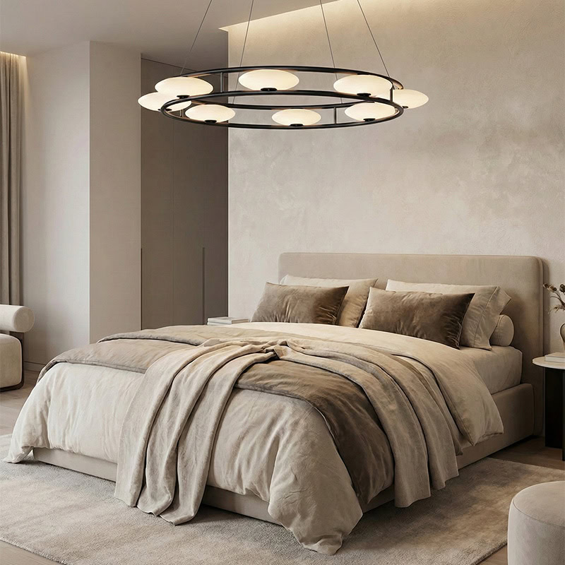 Eye inspired LED ring chandelier FOSCHO LG295 with minimalist circular pendant design