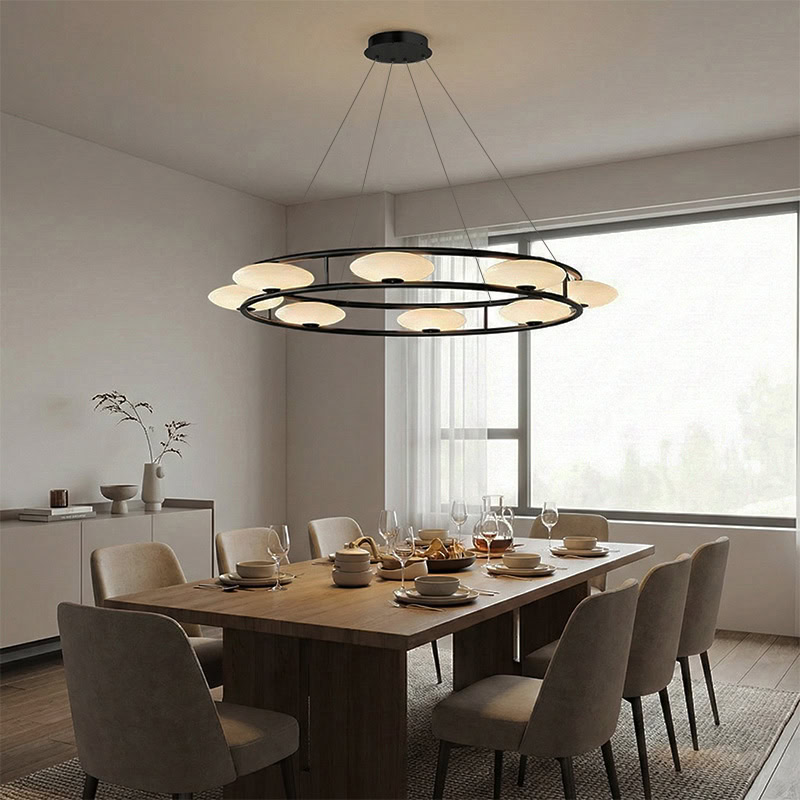 Eye inspired LED ring chandelier FOSCHO LG295 with minimalist circular pendant design