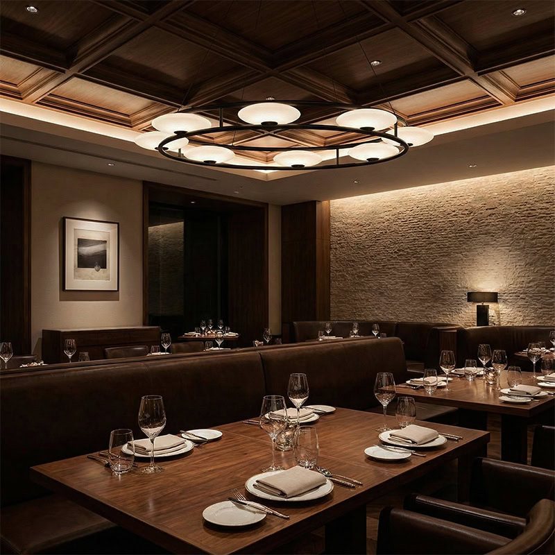 Eye inspired LED ring chandelier FOSCHO LG295 with minimalist circular pendant design