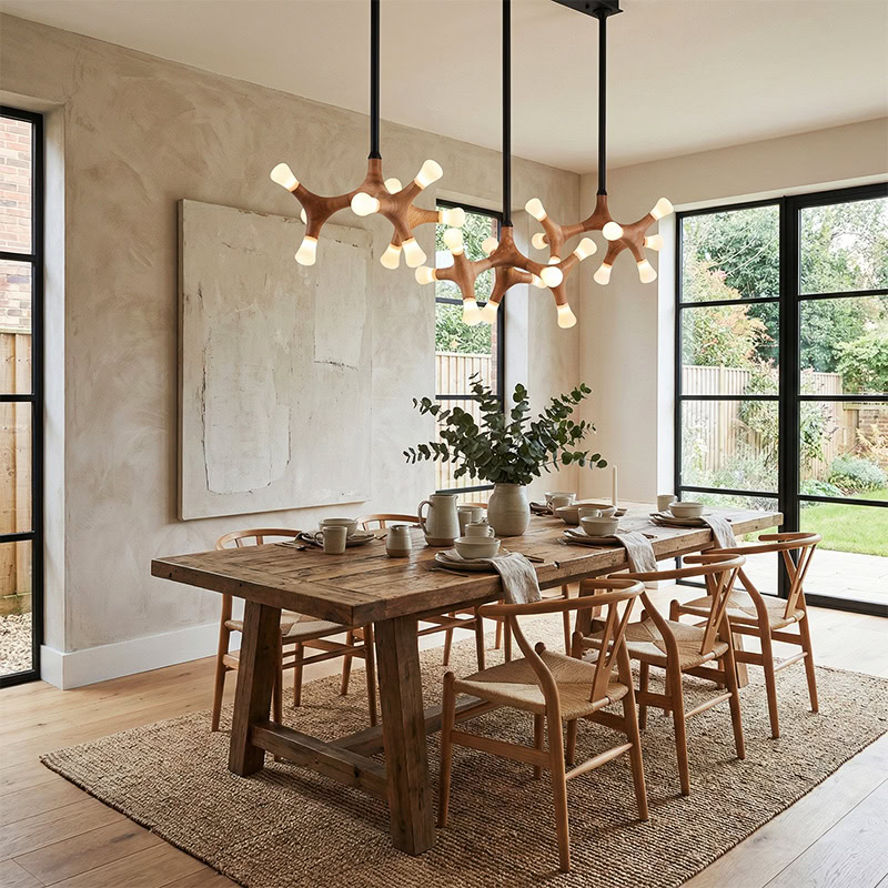 BRAWO LG300 modern wooden branch pendant light with sculptural branch design and ambient LED lighting for contemporary interiors