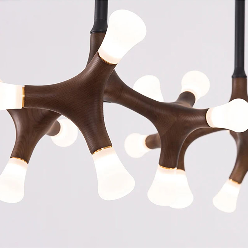 BRAWO LG300 modern wooden branch pendant light with sculptural branch design and ambient LED lighting for contemporary interiors