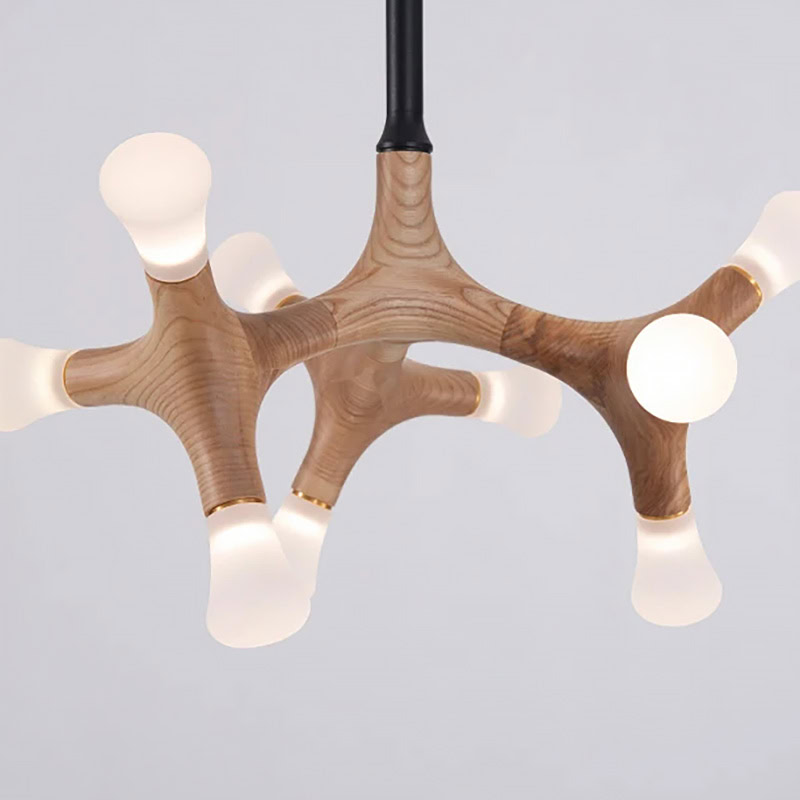 BRAWO LG300 modern wooden branch pendant light with sculptural branch design and ambient LED lighting for contemporary interiors