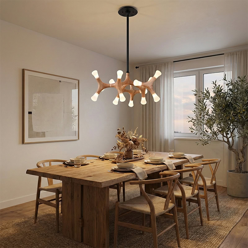 BRAWO LG300 modern wooden branch pendant light with sculptural branch design and ambient LED lighting for contemporary interiors