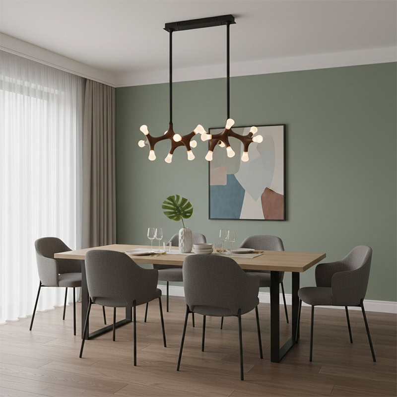 BRAWO LG300 modern wooden branch pendant light with sculptural branch design and ambient LED lighting for contemporary interiors