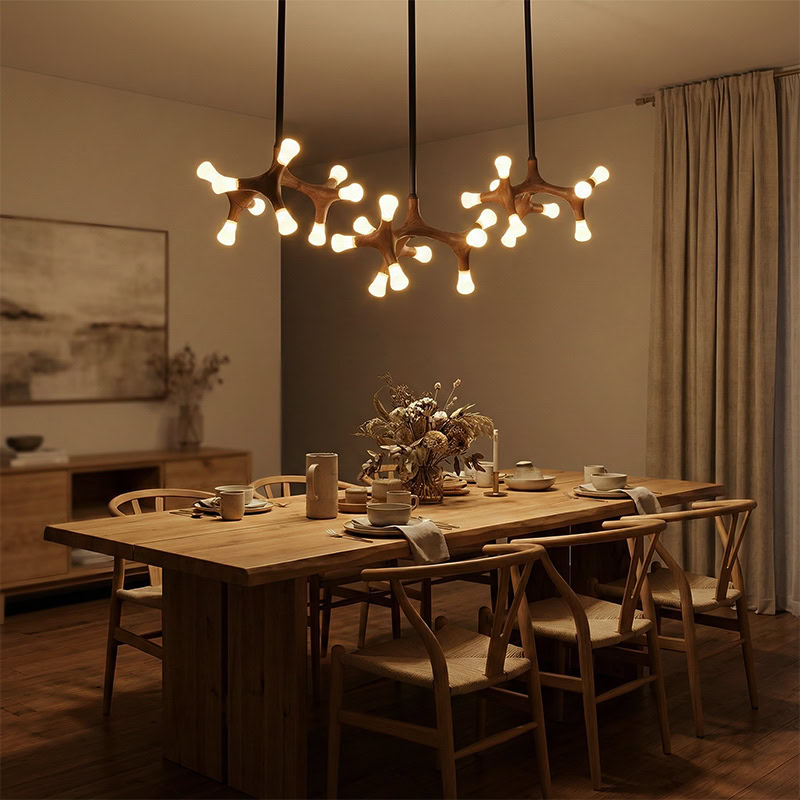 BRAWO LG300 modern wooden branch pendant light with sculptural branch design and ambient LED lighting for contemporary interiors