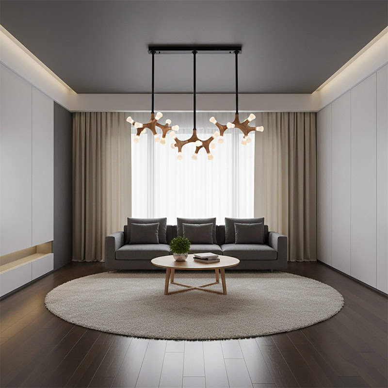 BRAWO LG300 modern wooden branch pendant light with sculptural branch design and ambient LED lighting for contemporary interiors